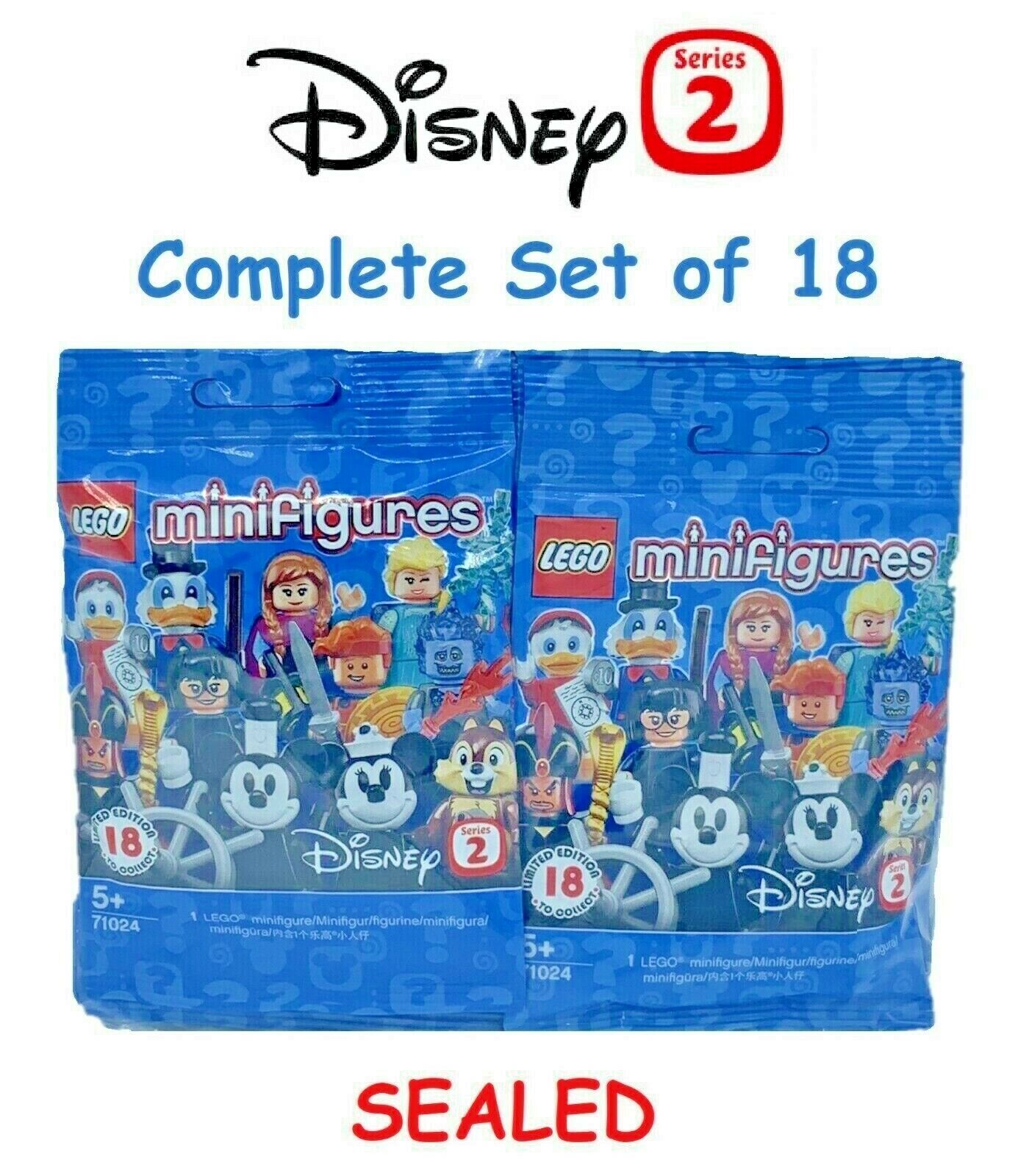 LEGO DISNEY Series 2 Collectible Minifigures 71024 - Complete Set of 18 (SEALED)