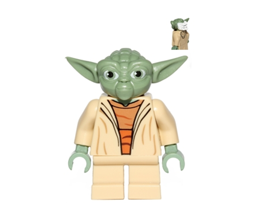 LEGO Star Wars Yoda Clone Wars White Hair Printed Back minifigure sw0446 75002