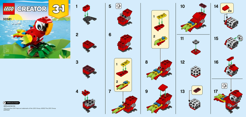 Lego Creator 30581 Tropical Parrot 3 In 1 Polybag - New / Sealed