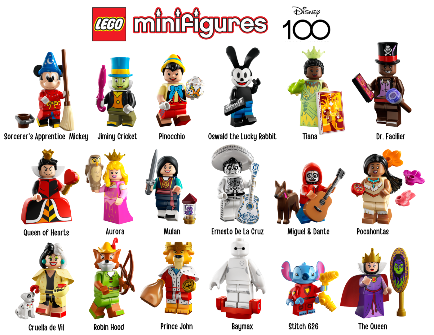 LEGO DISNEY 3 Minifigures 100th Anniversary 71038 - Complete Set of 18 (SEALED)